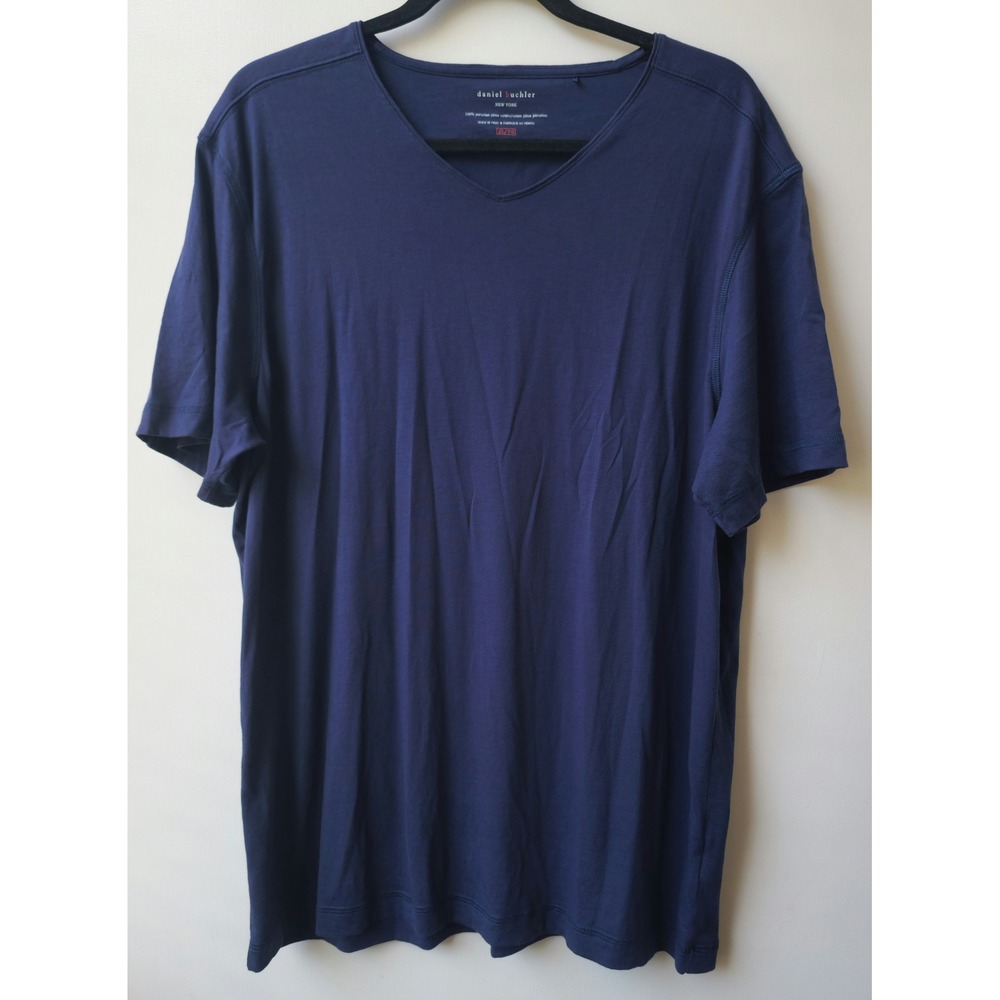 Daniel Buchler Navy Blue Peruvian Pima Cotton V-Neck Tee Mens XL Luxury Soft